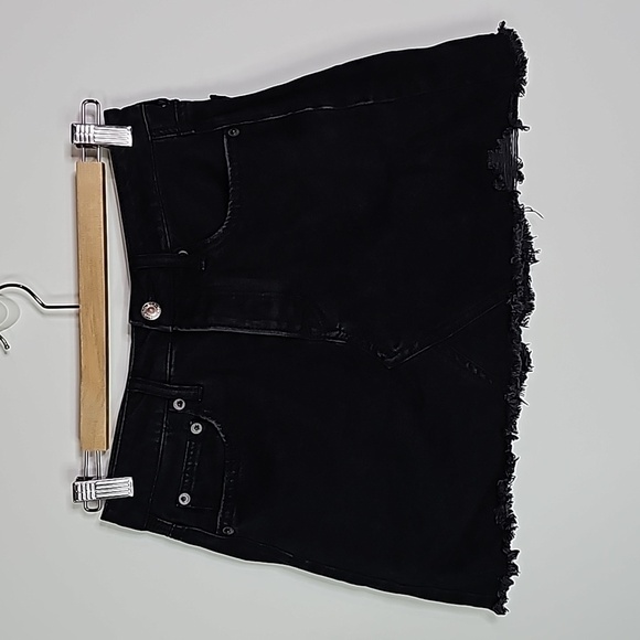 AMERICAN Eagle black size 2 button fly jean skirt - Picture 1 of 5